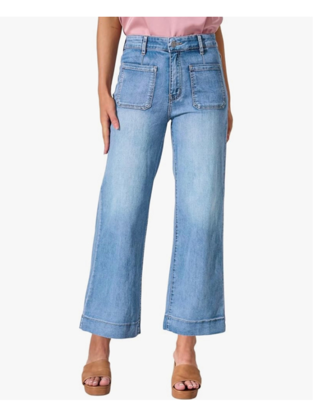NEW High Waisted Cropped Wide Leg Jeans Stretchy Loose Denim Pants 4